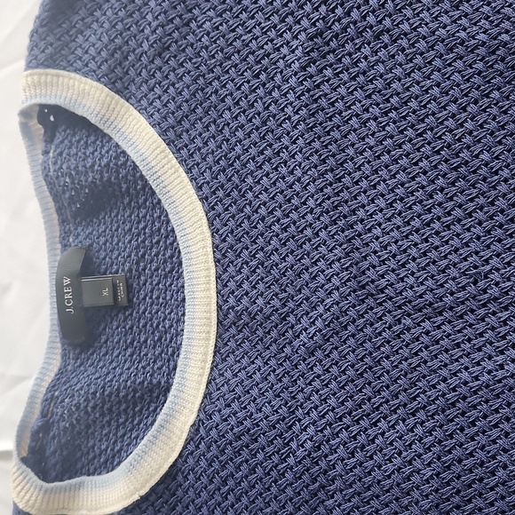 J Crew Blue Textured Sweater with Cream Accents - Picture 3 of 6
